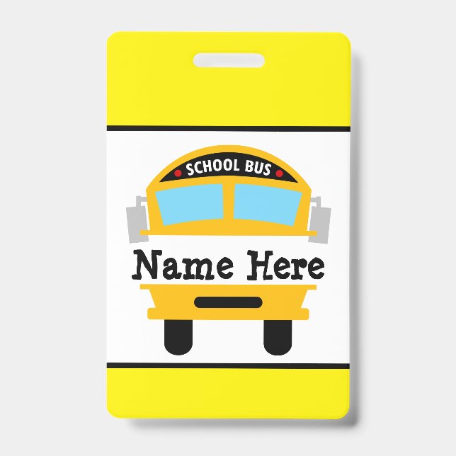 Kids Back to School Bus Personalize Name Badge (Front)
