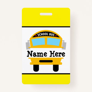 Kids Back to School Bus Personalize Name Badge