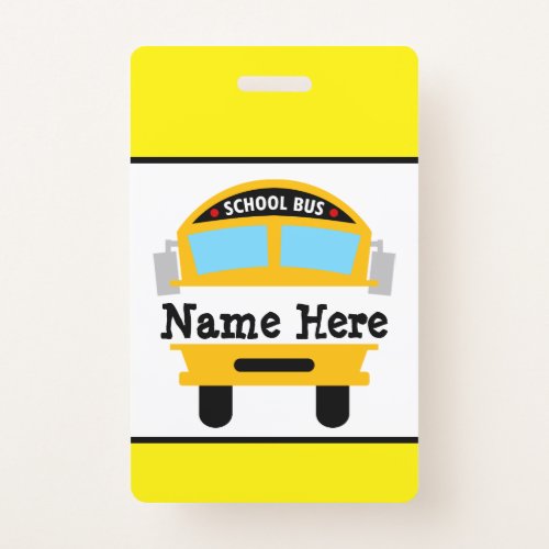 Kids Back to School Bus Personalize Name Badge