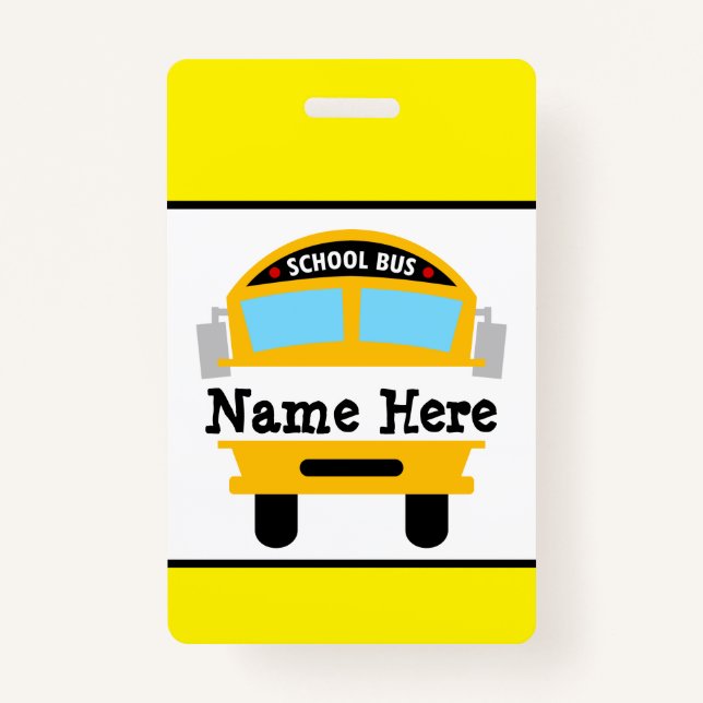 Kids Back to School Bus Personalize Name Badge (Front)