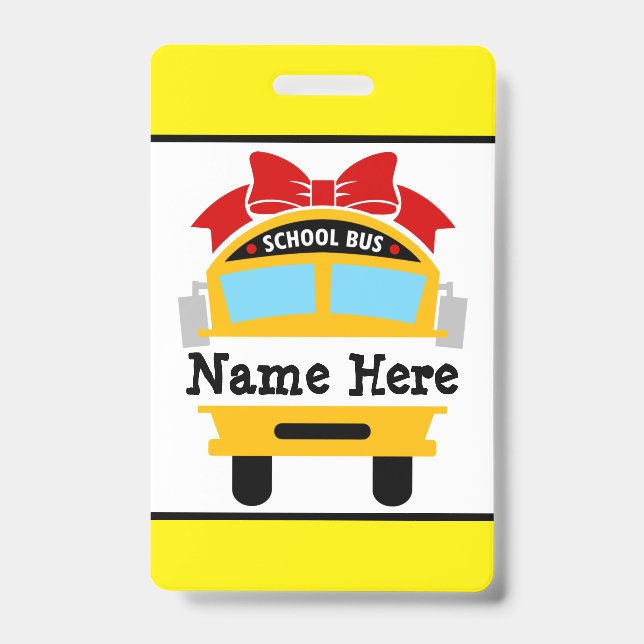 Kids Back to School Bus Personalize Name Badge (Front)