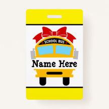 Kids Back to School Bus Personalize Name Badge