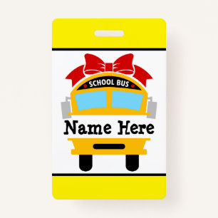 Kids Back to School Bus Personalize Name Badge