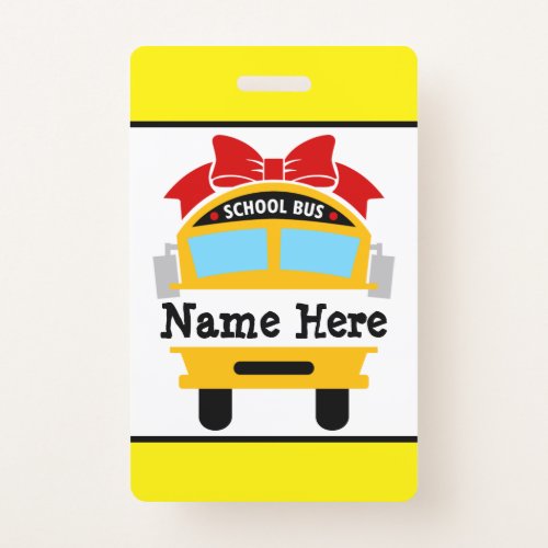 Kids Back to School Bus Personalize Name Badge