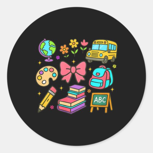Kids Back To School Coquette  Classic Round Sticker