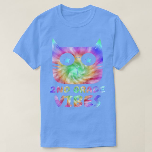 Kids Back to School Cute Second Grade Vibes Tie Dy T-Shirt (Design Front)