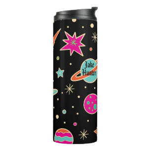Kids' Back To School Space Rocket Pattern Name Thermal Tumbler