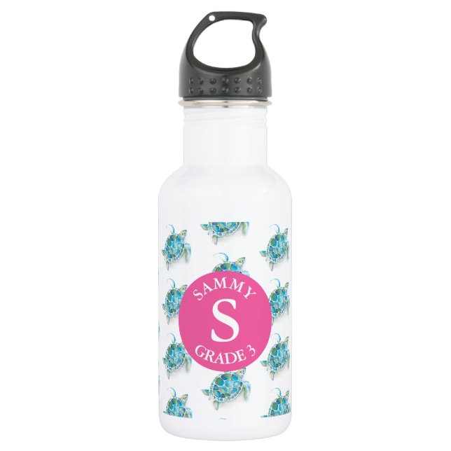 Kid's Back To School Water Bottle Sea Turtle (Front)