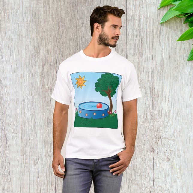 Kids Backyard Pool Scene with Sun Tree T-Shirt (Creator Uploaded)
