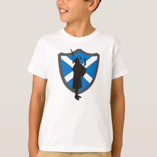 Kids Bagpiper T-Shirt:  Highlander Bagpiper Shield T-Shirt