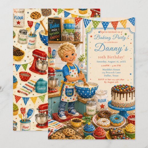 Kids Baking Birthday Invitation