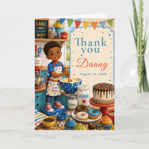 Kids Baking Birthday Thank You Card