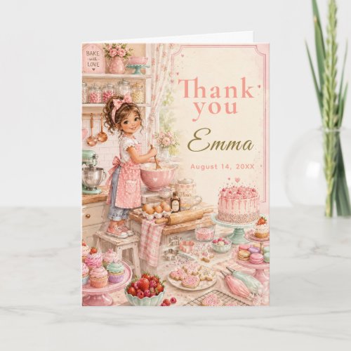 Kids Baking Birthday Thank You Card
