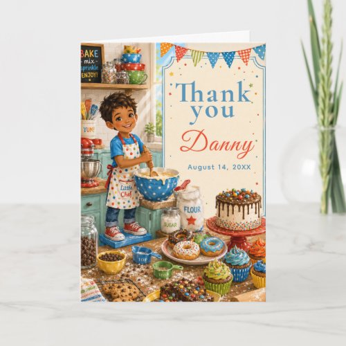 Kids Baking Birthday Thank You Card