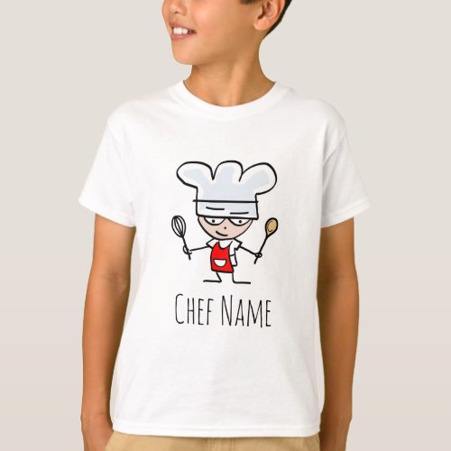 Kids baking shirt with pastry chef cartoon design