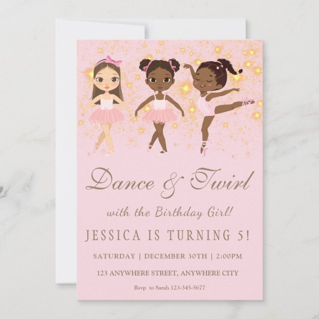 Kids Ballerina Birthday Party Invitation (Front)