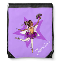 Kids ballet ballerina purple name drawstring bag Kids ballet ballerina purple name drawstring bag
