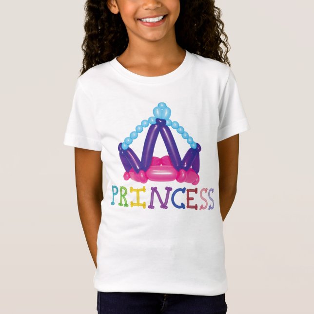 Kids Balloon Princess Crown with word Princess T-Shirt (Front)