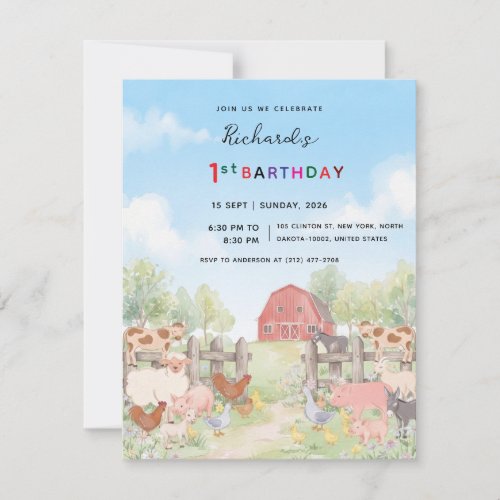 Kids Barnyard Birthday Party & Family Fun Party Invitation