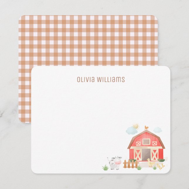  Kids Barnyard Farm Animals Birthday  Note Card (Front/Back)