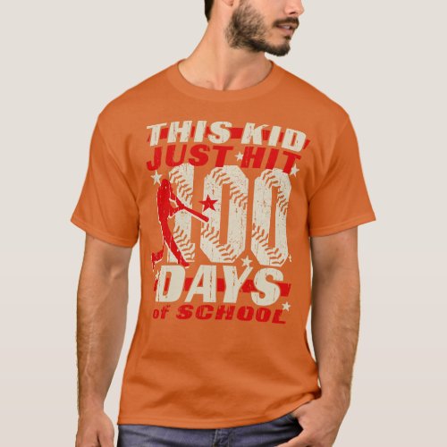 Kids Baseball 100 Days of School Baseball Player F T_Shirt