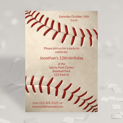 kids baseball birthday or team party invitation