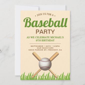 Kids Baseball Birthday Party Invitation | Zazzle