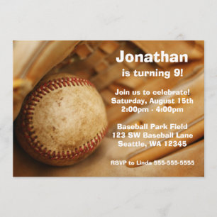 Kids Baseball Birthday Party Invitations