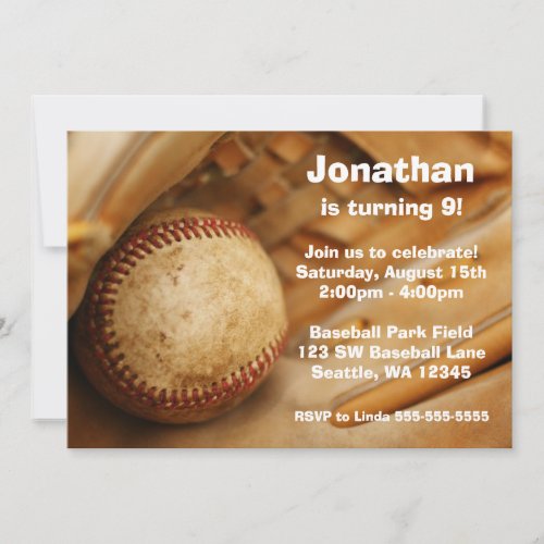 Kids Baseball Birthday Party Invitations