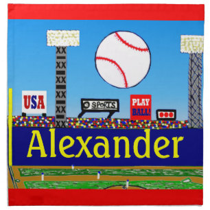 Kids Baseball Personalized Cloth Napkins Gift