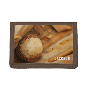 Kids Baseball Personalized Name Tri-fold Wallet