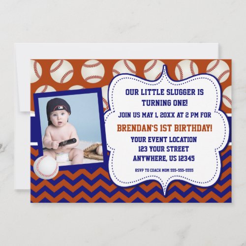 Kids Baseball Photo Birthday Invitation
