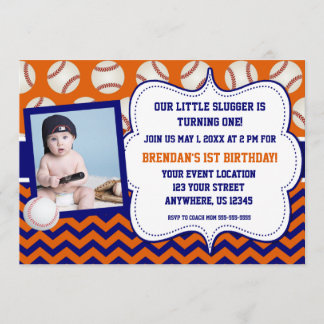 Kids Baseball Photo Birthday Invitation