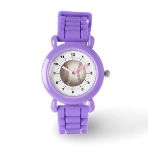 Kid's Baseball Red Glitter Strap Watch