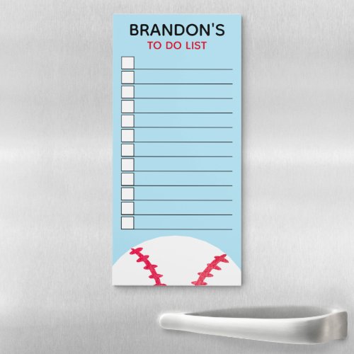 Kids Baseball Sports To Do List Chore Checklist Magnetic Notepad