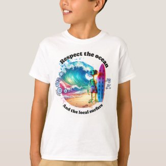 kids basic funny t shirt surfer (white)
