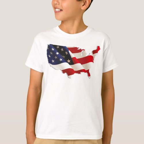 Kids Basic T_Shirt American flag printed