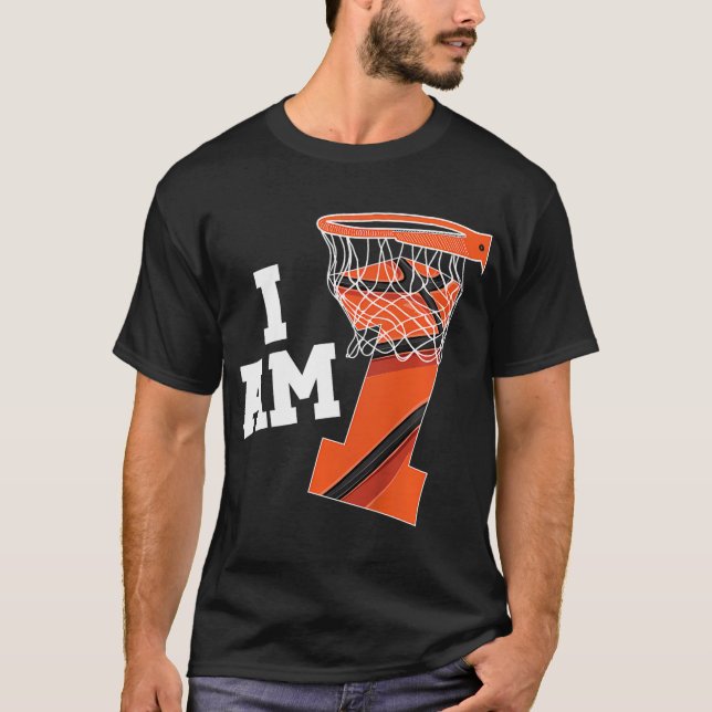 Kids Basketball 1St Birthday Boy One Year Old Bask T-Shirt (Front)