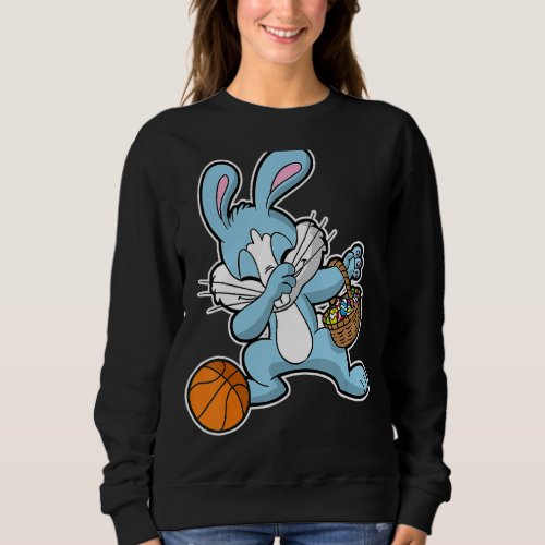 Kids Basketball Basket Stuffer Dabbing Easter Bunn Sweatshirt