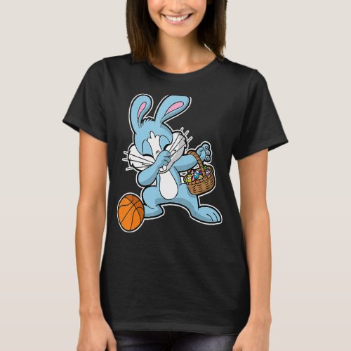 Kids Basketball Basket Stuffer Dabbing Easter Bunn T_Shirt