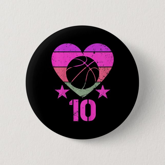 Kids Basketball Birthday 10 Year Old Boy Girl Tent Button (Front)