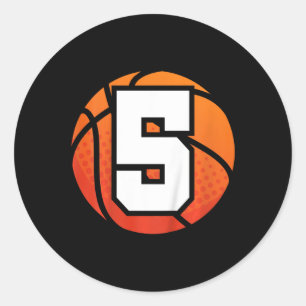 Kids Basketball Birthday  5 Number Five Year Old B Classic Round Sticker