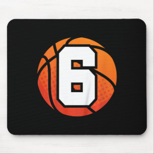 Kids Basketball Birthday  6 Number Six Year Old Bo Mouse Pad