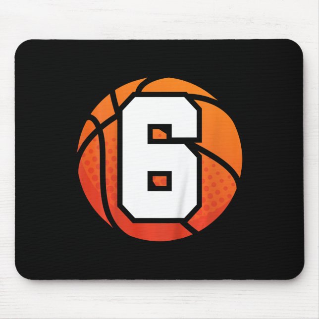 Kids Basketball Birthday  6 Number Six Year Old Bo Mouse Pad (Front)
