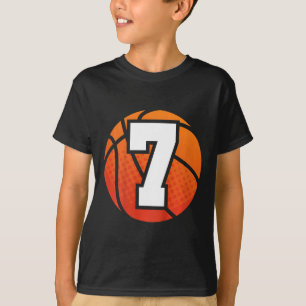 Kids Basketball Birthday 7 Number Seven Year Old T-Shirt