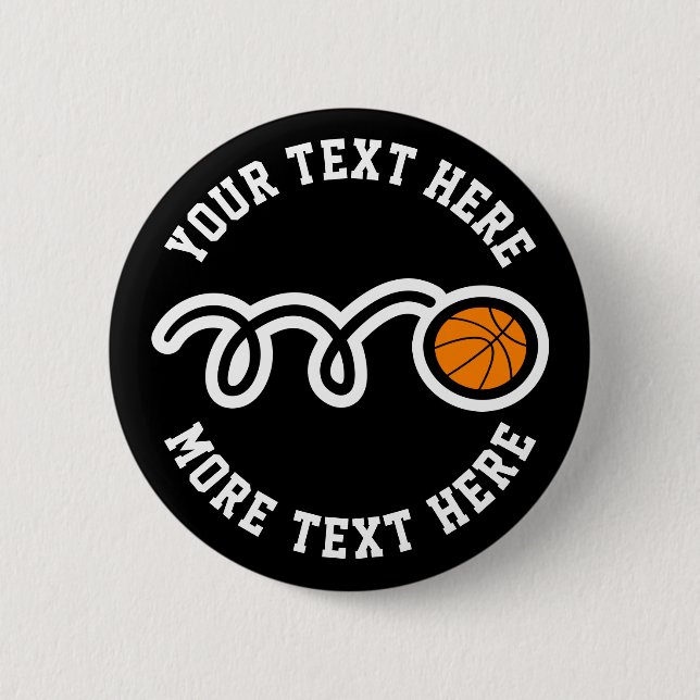 Kid's basketball Birthday party favor custom name Button (Front)