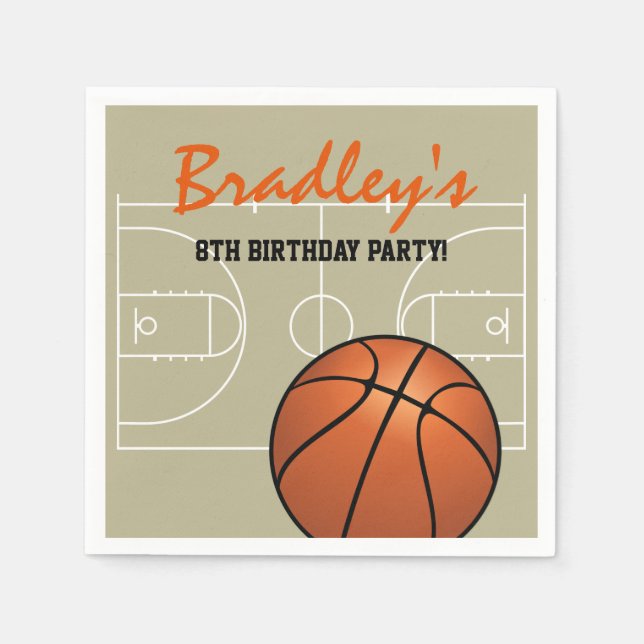 Kids Basketball Birthday Party Napkins (Front)