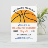 Kids Basketball Birthday Party Sports Themed Cute Invitation (Standing Front)