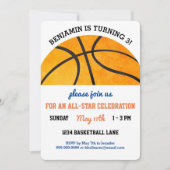 Kids Basketball Birthday Party Sports Themed Cute Invitation (Front)