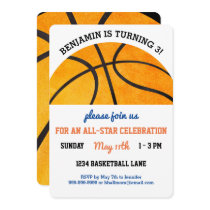 Kids Basketball Birthday Party Sports Themed Cute Invitation